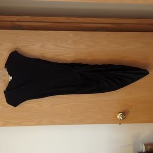 Helmut Lang V Neck Asymmetrical Black Dress S